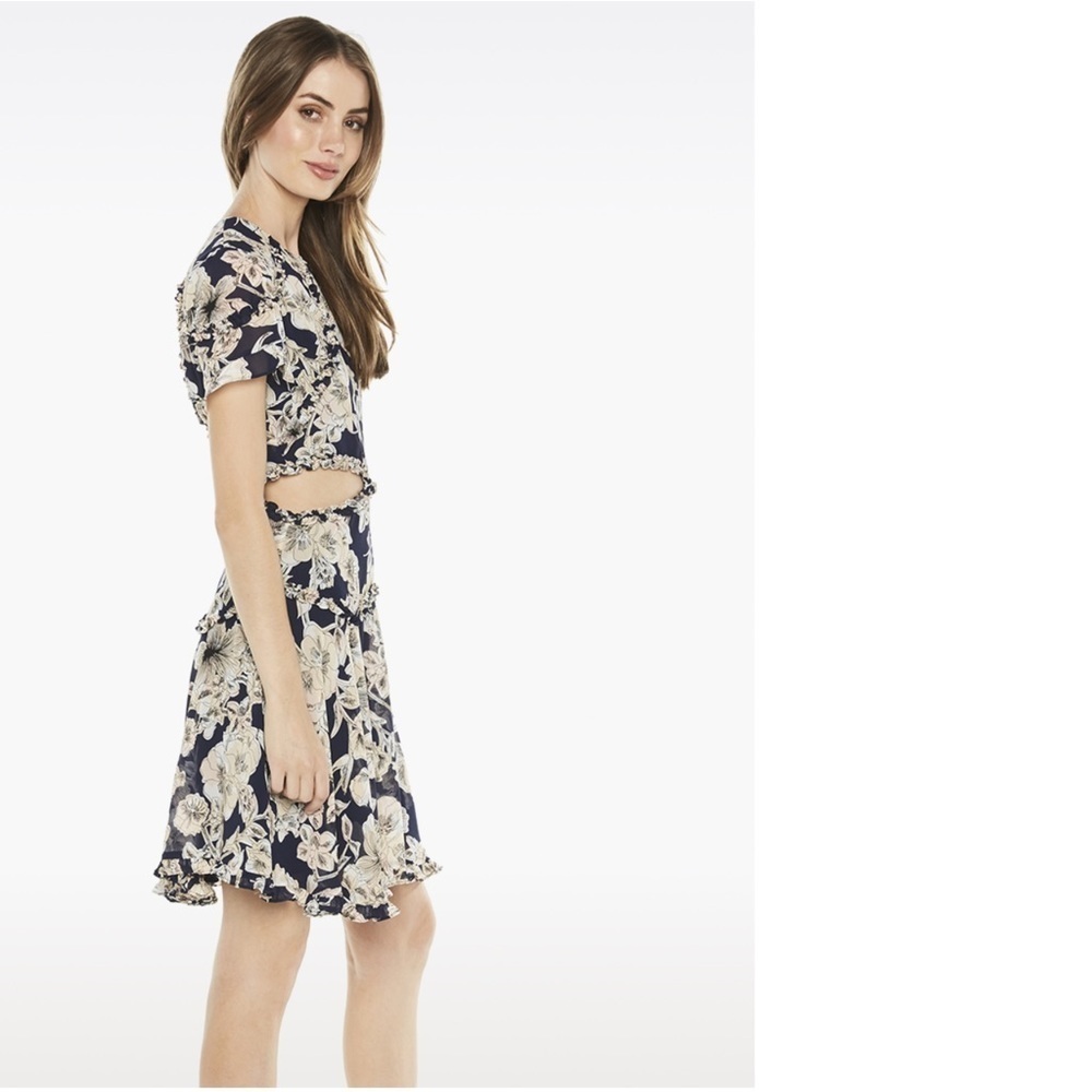 Floral Navy Dress with Open Back - Picture 2 of 13